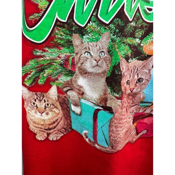DEC 25TH Merry Christmas Cat Tree Ugly TShirt Contest XL RED COTTON - Picture 2 of 16